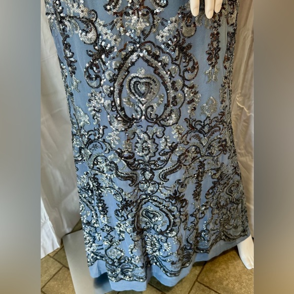R&M RICHARDS Drape Back Sequin Embellished Gown - Picture 3 of 16